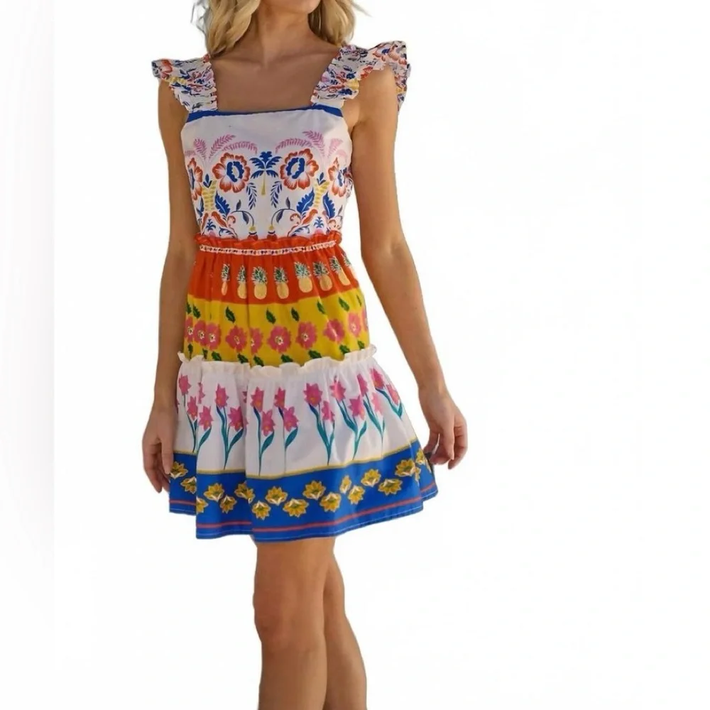 Sugarlips Olympia Floral Ruffle Tiered Festival Dress Women’s Large - Picture 5 of 9
